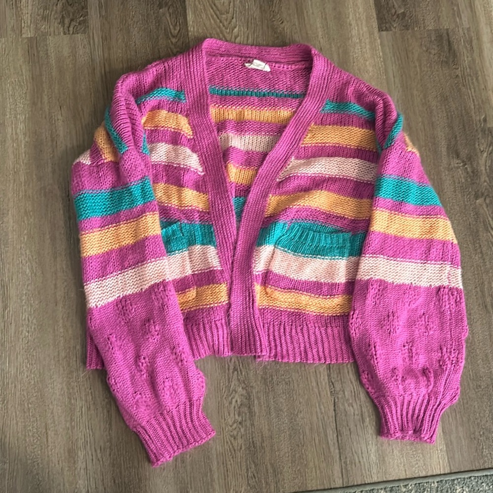 Striped cardigan- L